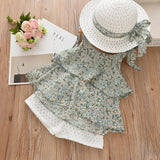 Floral Chiffon Halter + Embroidered Shorts Straw Clothing