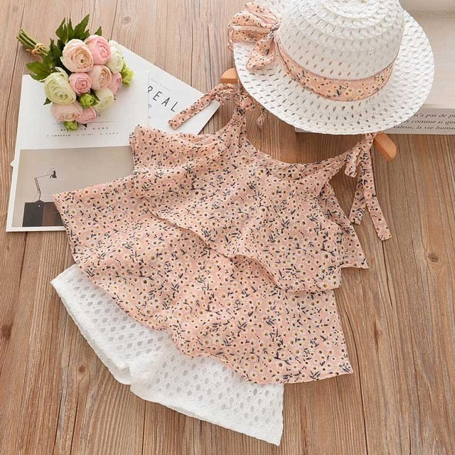 Floral Chiffon Halter + Embroidered Shorts Straw Clothing