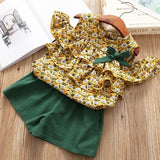 Floral Chiffon Halter + Embroidered Shorts Straw Clothing