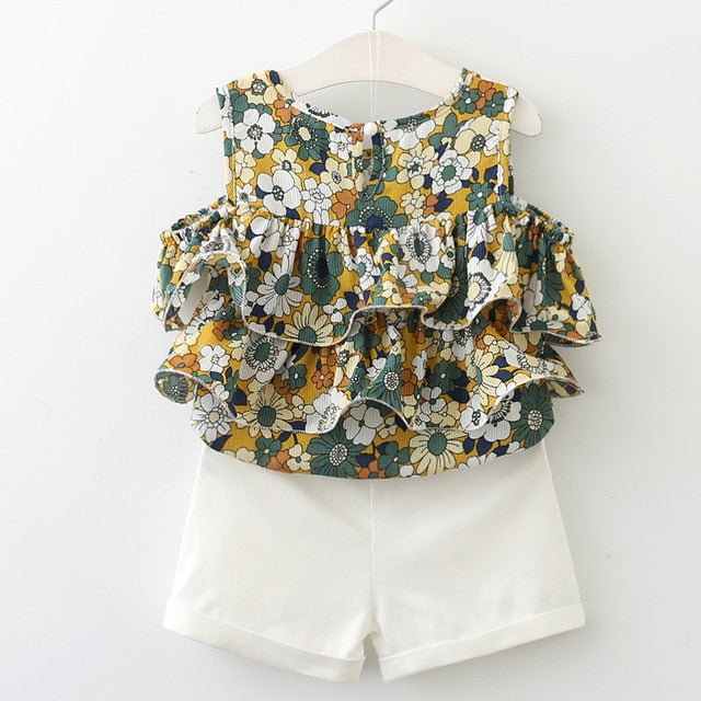 Floral Chiffon Halter + Embroidered Shorts Straw Clothing