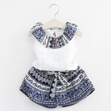 Floral Chiffon Halter + Embroidered Shorts Straw Clothing