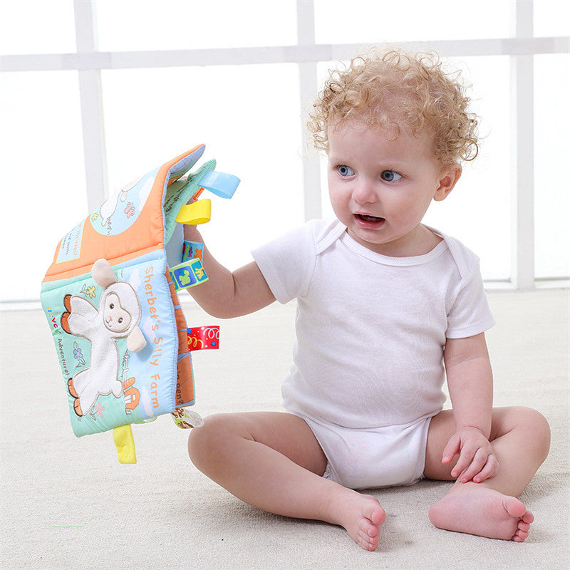 Animal Style Newborn Baby Cloth Books Rattle Toy