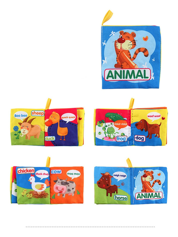 Animal Style Newborn Baby Cloth Books Rattle Toy