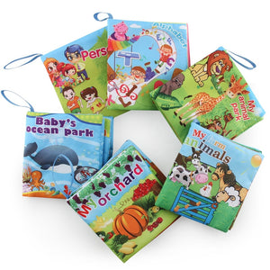 Animal Style Newborn Baby Cloth Books Rattle Toy