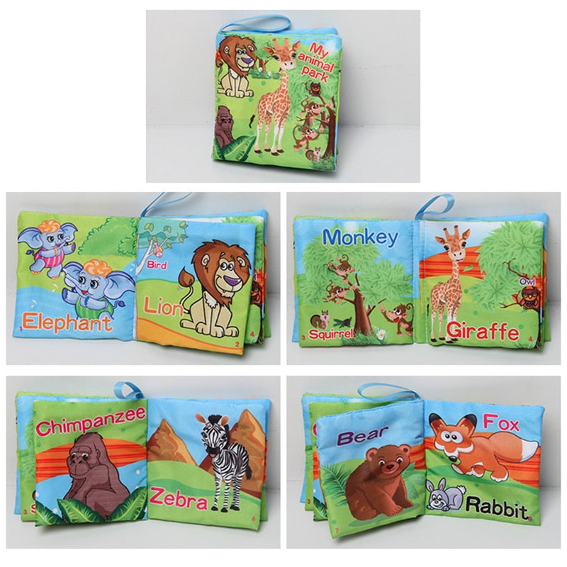 Animal Style Newborn Baby Cloth Books Rattle Toy