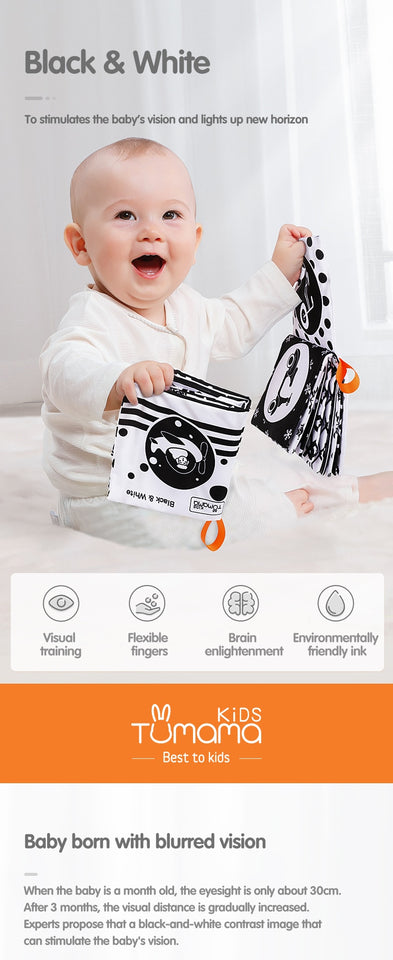 3PCS Black White Baby Cloth Books