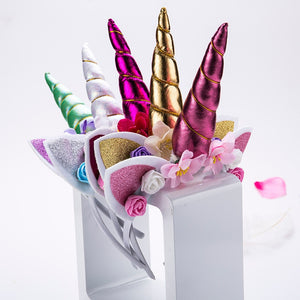 Girls Flower Cat Ears Unicorn Headbands