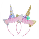 Girls Flower Cat Ears Unicorn Headbands