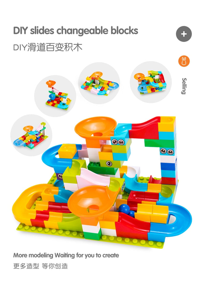 52-208Pcs Maze Balls Track Building Blocks