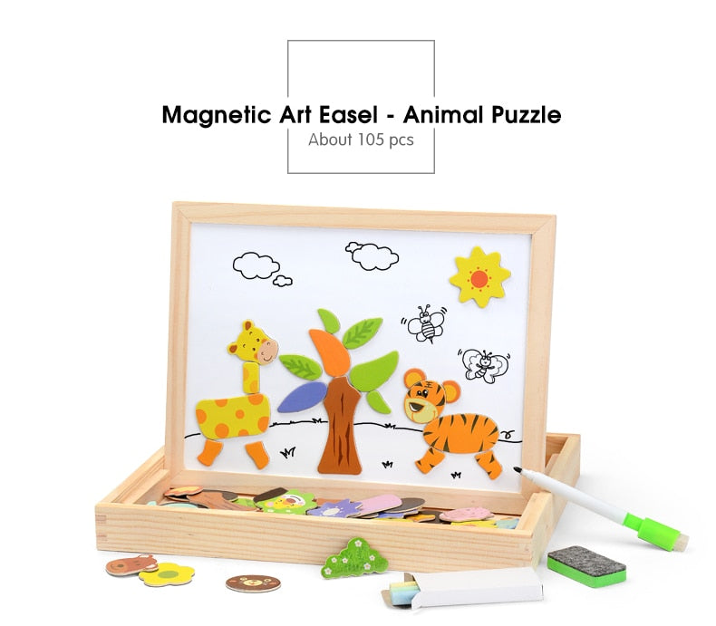 100Pcs Wooden Magnetic Drawing Board