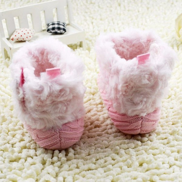 Infant Crochet Knit Fleece Ankle Boots