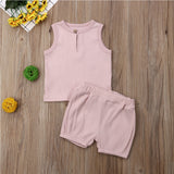 2Pcs Kids Casual Pure Color Outfit