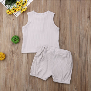 2Pcs Kids Casual Pure Color Outfit