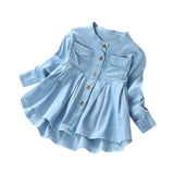 Baby Girls Denim Ruched Long Sleeve Tops