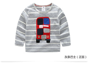 Children Cotton Patchwork Cartoon Long Sleeve T-Shirts