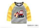 Children Cotton Patchwork Cartoon Long Sleeve T-Shirts