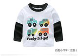 Children Cotton Patchwork Cartoon Long Sleeve T-Shirts