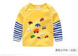 Children Cotton Patchwork Cartoon Long Sleeve T-Shirts