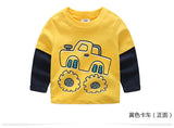 Children Cotton Patchwork Cartoon Long Sleeve T-Shirts