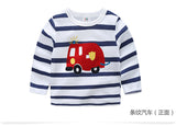 Children Cotton Patchwork Cartoon Long Sleeve T-Shirts