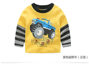 Children Cotton Patchwork Cartoon Long Sleeve T-Shirts