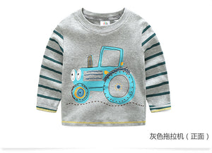 Children Cotton Patchwork Cartoon Long Sleeve T-Shirts