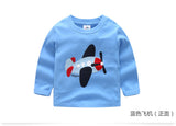 Children Cotton Patchwork Cartoon Long Sleeve T-Shirts