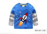 Children Cotton Patchwork Cartoon Long Sleeve T-Shirts