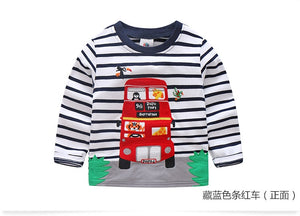 Children Cotton Patchwork Cartoon Long Sleeve T-Shirts