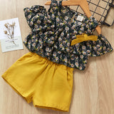 Floral Chiffon Halter + Embroidered Shorts Straw Clothing