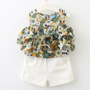 Floral Chiffon Halter + Embroidered Shorts Straw Clothing