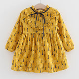 Bow Print Long Sleeve Princess Dress