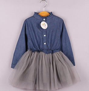 Bow Print Long Sleeve Princess Dress