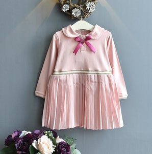 Bow Print Long Sleeve Princess Dress