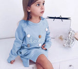 Bow Print Long Sleeve Princess Dress