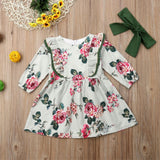 Bow Print Long Sleeve Princess Dress