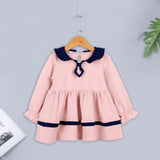 Bow Print Long Sleeve Princess Dress