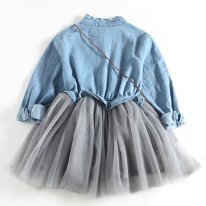 Bow Print Long Sleeve Princess Dress