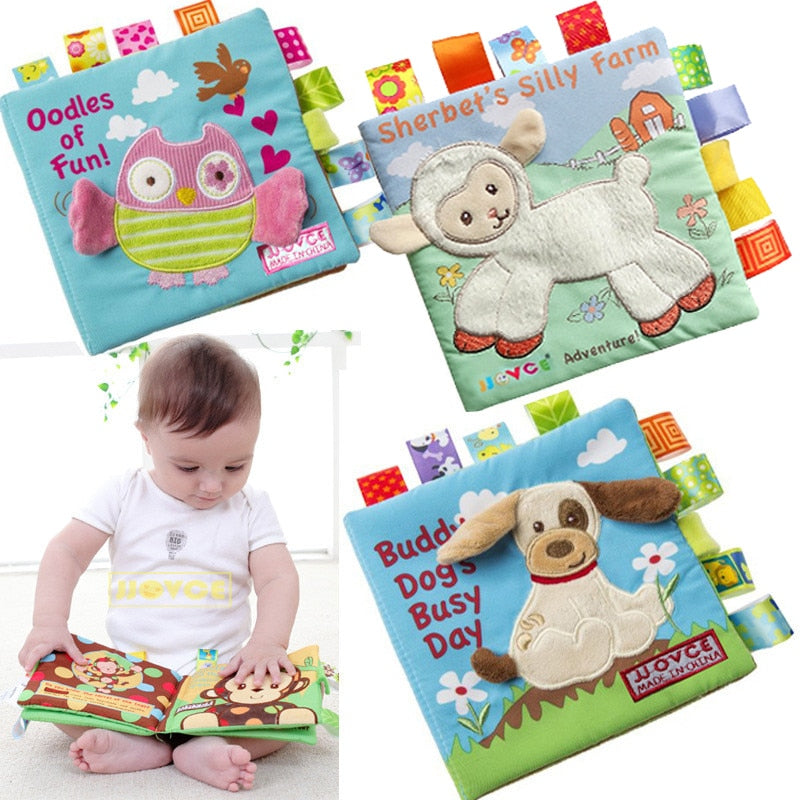 Animal Style Newborn Baby Cloth Books Rattle Toy