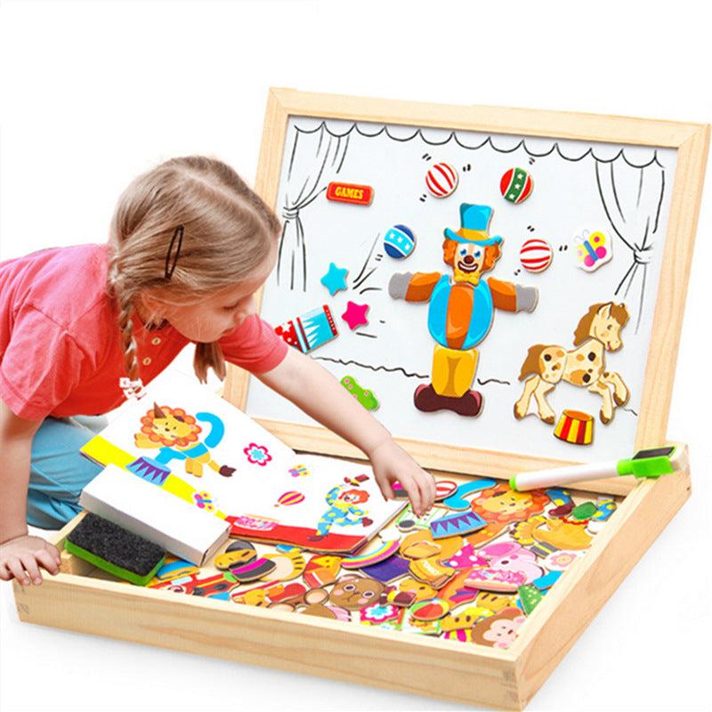 100Pcs Wooden Magnetic Drawing Board