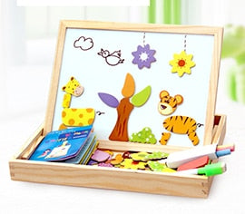 100Pcs Wooden Magnetic Drawing Board