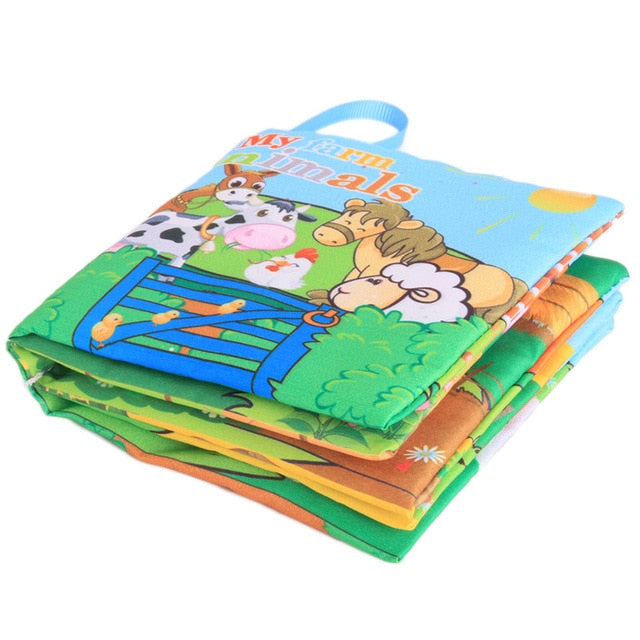 Animal Style Newborn Baby Cloth Books Rattle Toy