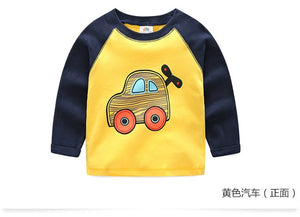 Children Cotton Patchwork Cartoon Long Sleeve T-Shirts