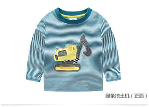 Children Cotton Patchwork Cartoon Long Sleeve T-Shirts