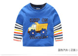 Children Cotton Patchwork Cartoon Long Sleeve T-Shirts