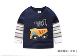 Children Cotton Patchwork Cartoon Long Sleeve T-Shirts