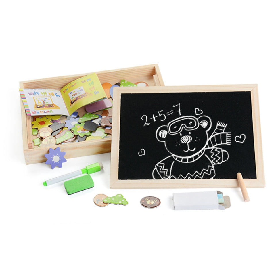 100Pcs Wooden Magnetic Drawing Board