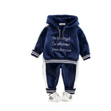 Kids Casual Hooded Velvet Suit