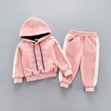 Kids Casual Hooded Velvet Suit