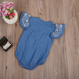 Flying Sleeve Baby Girls Denim Romper